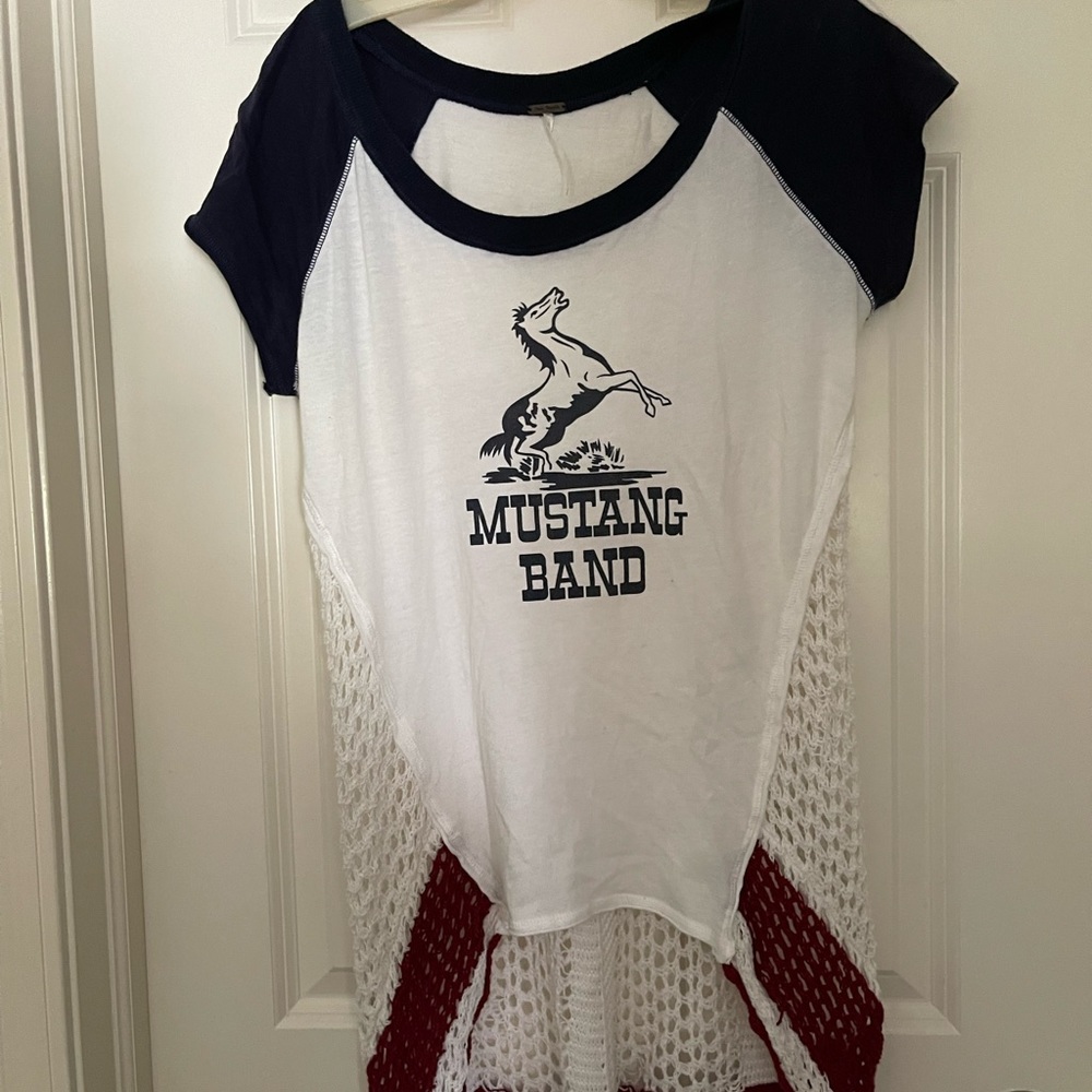 Free people mustang band top short sleeve, knit back size L